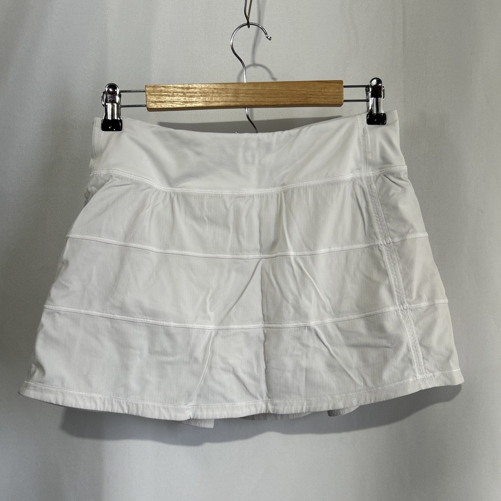 Lululemon Skirt Women's 6 White Athletic Tennis Running Pace Setter Pleated Zip